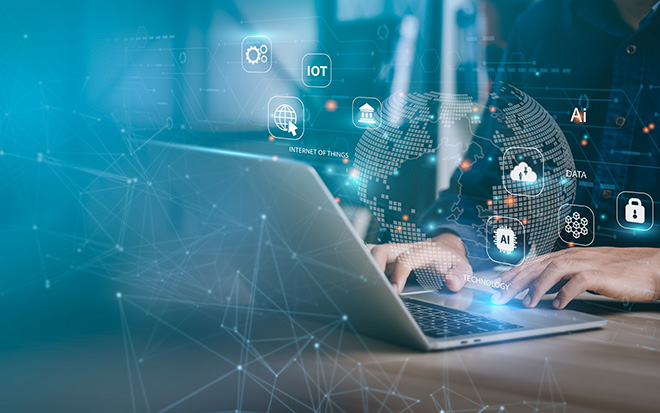 Businessman use computer