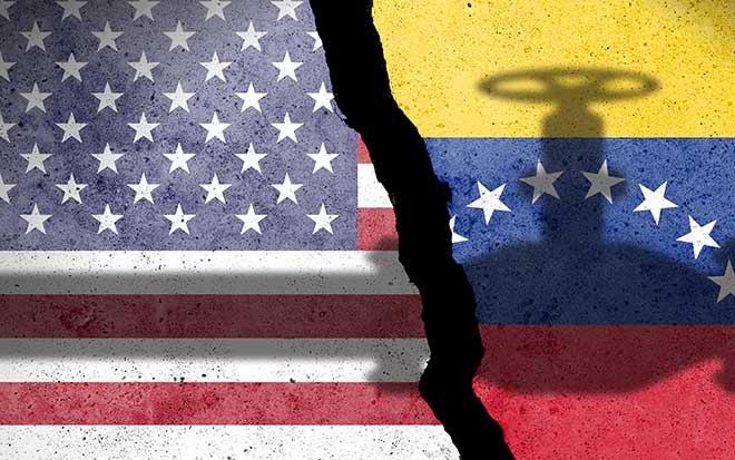 Flags of Venezuela and USA