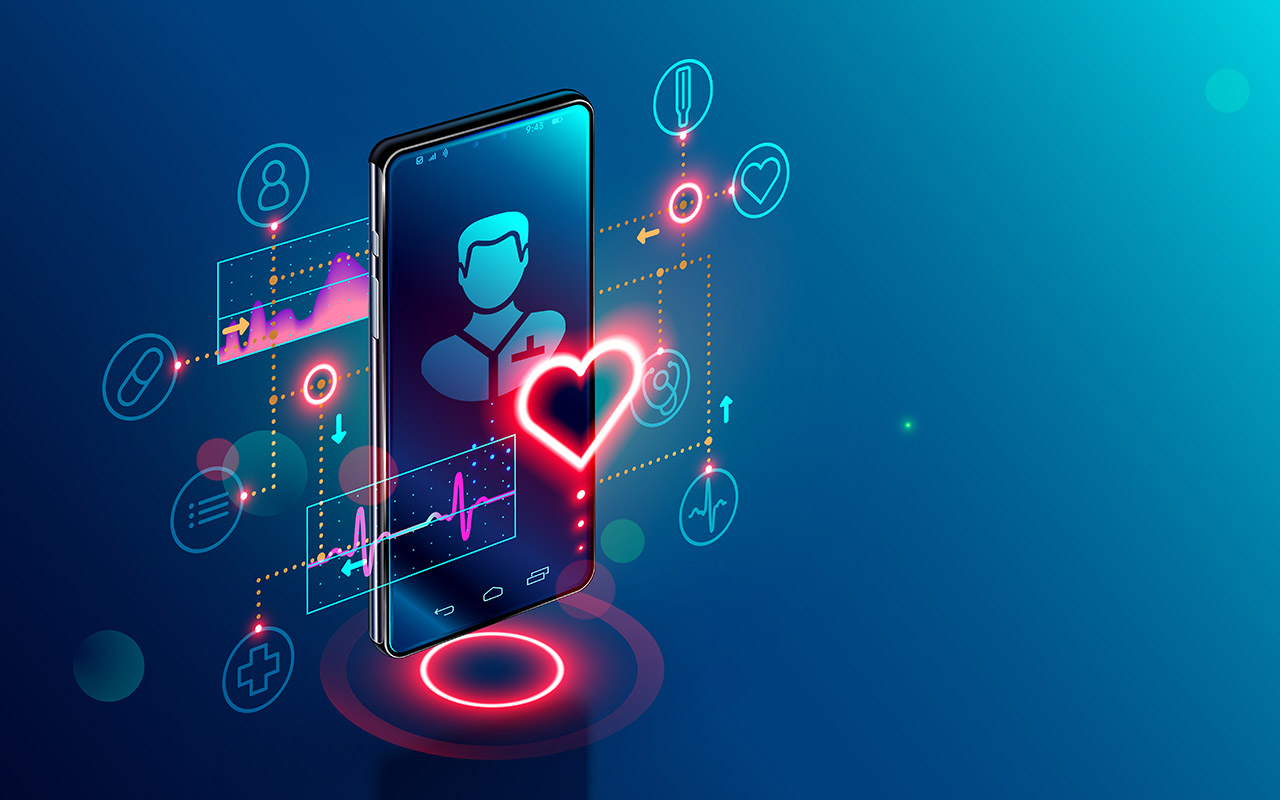 Abstract image of a medical consultation via smartphone