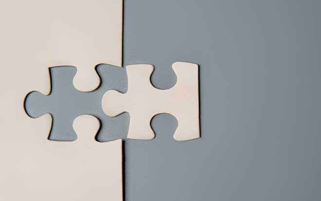 puzzle pieces arranged on a board