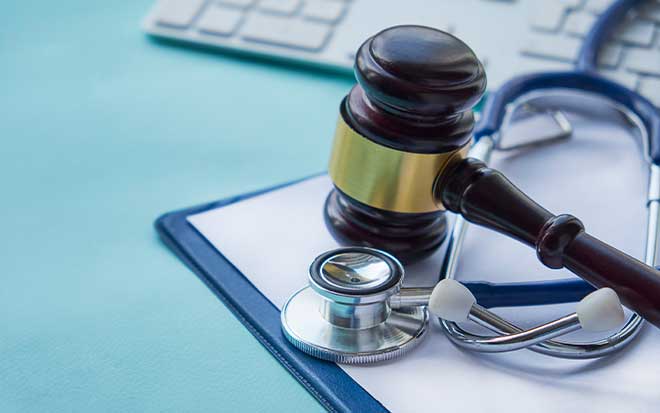Image of a stethoscope and gavel