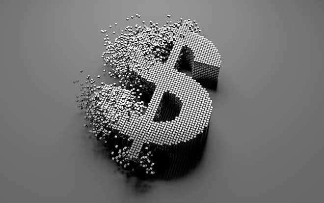 Image of a dissolving dollar sign