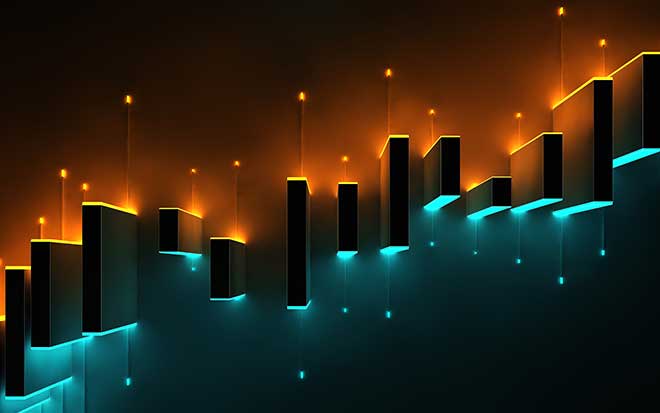 Trending upwards neon graph