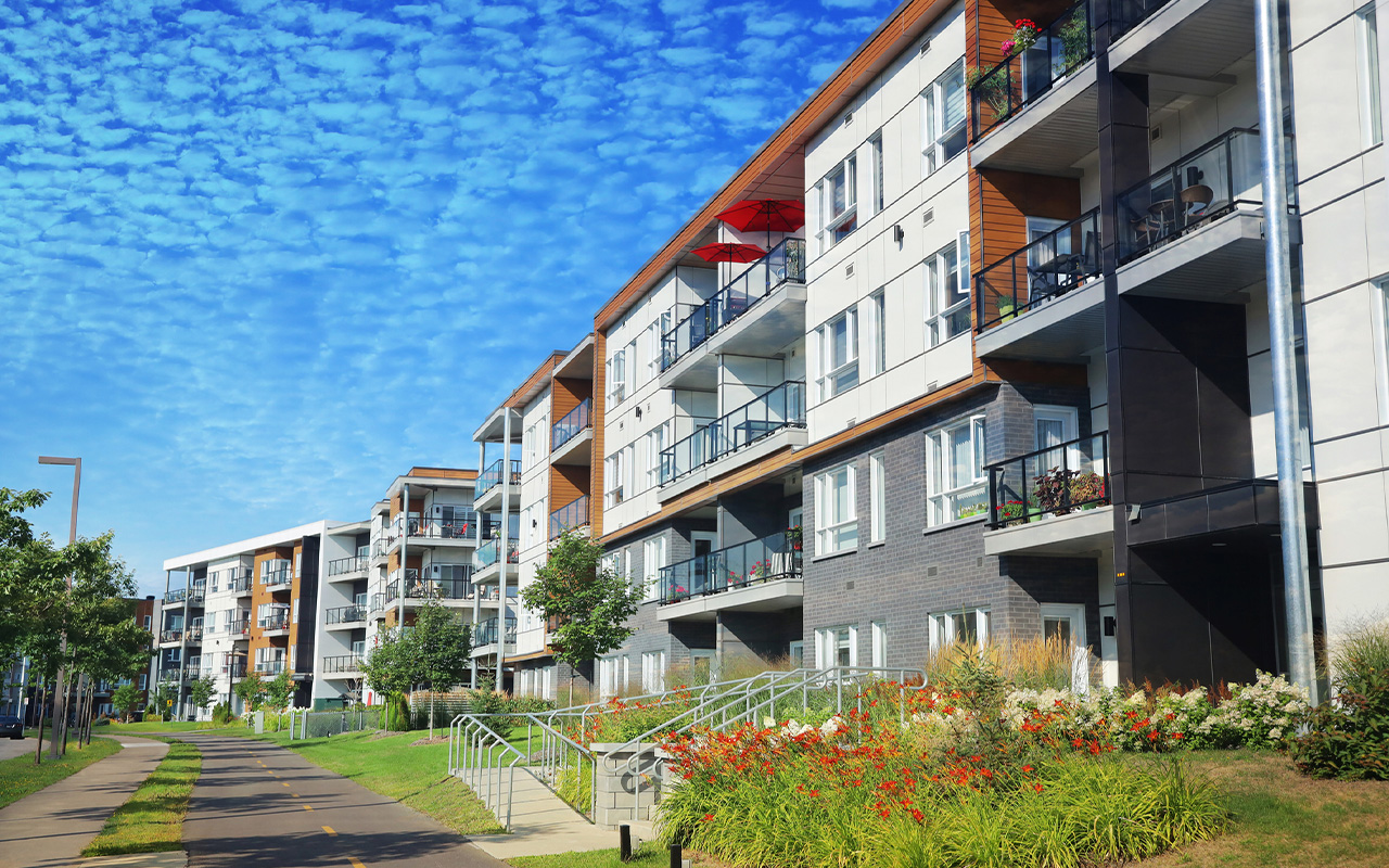Modern multi-family apartment buildings