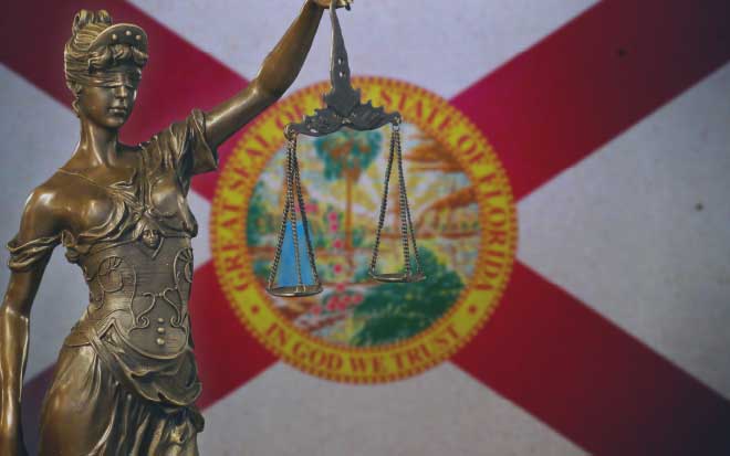 State of Florida seal and flag