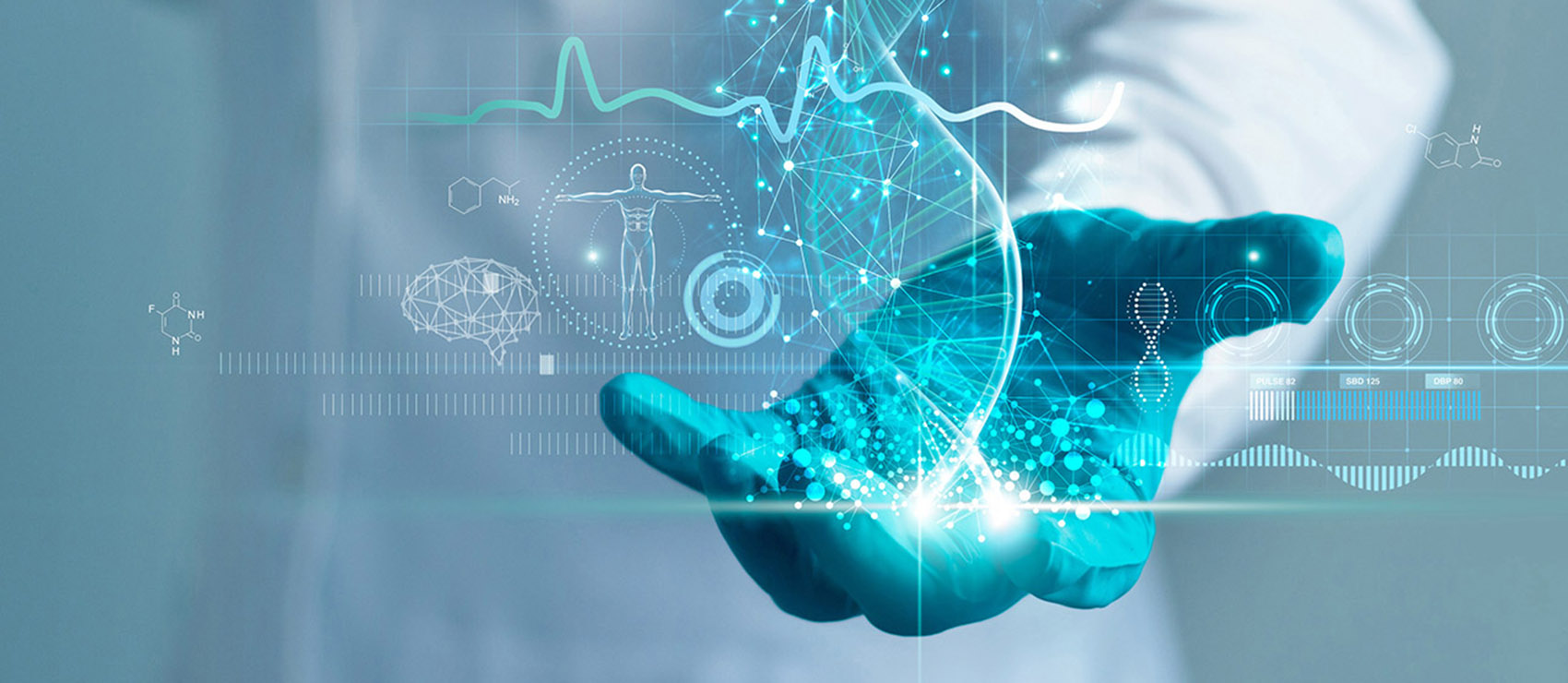 Open hand with medical devices