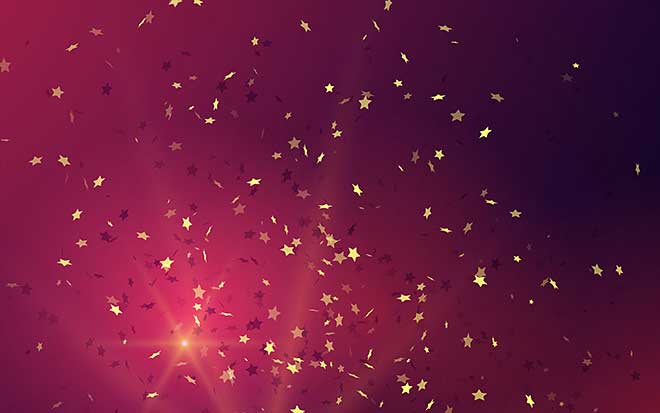 Image of gold confetti on a purple background