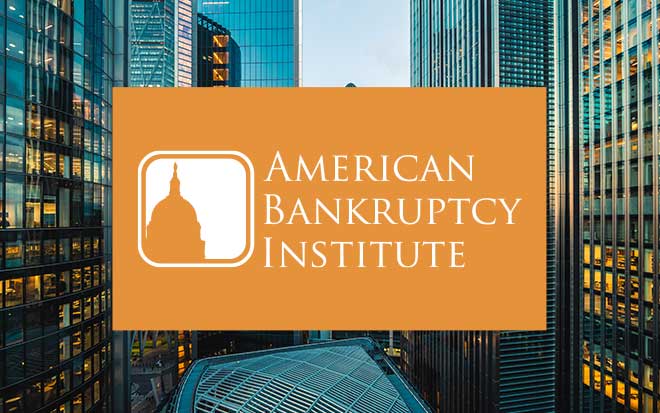 American Bankruptcy Institute logo on city background
