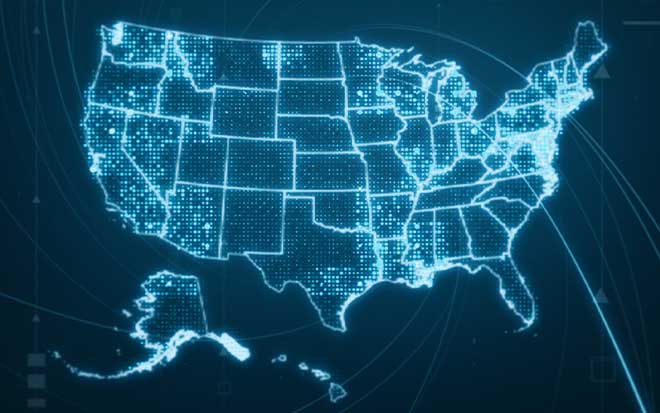 Digital map of the US