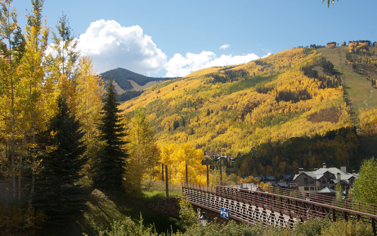 Mountain views with blue skies.