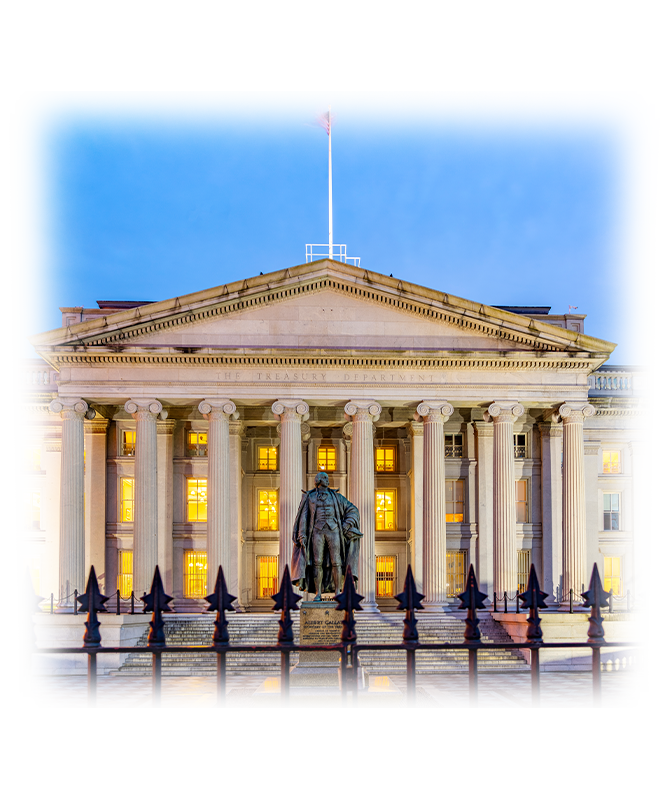 United States Treasury Department Building In Washington Dc Usa