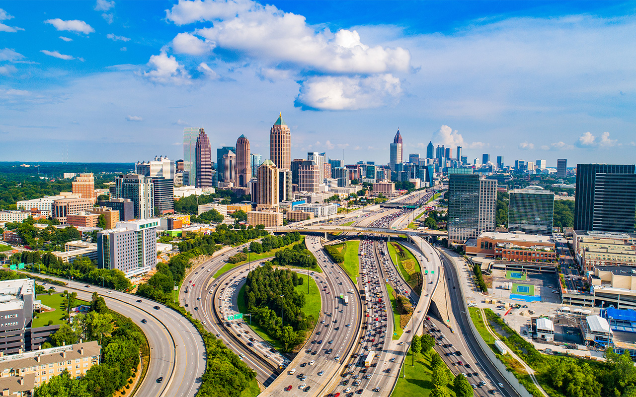 Atlanta, Georgia, USA Downtown Skyline Aerial.