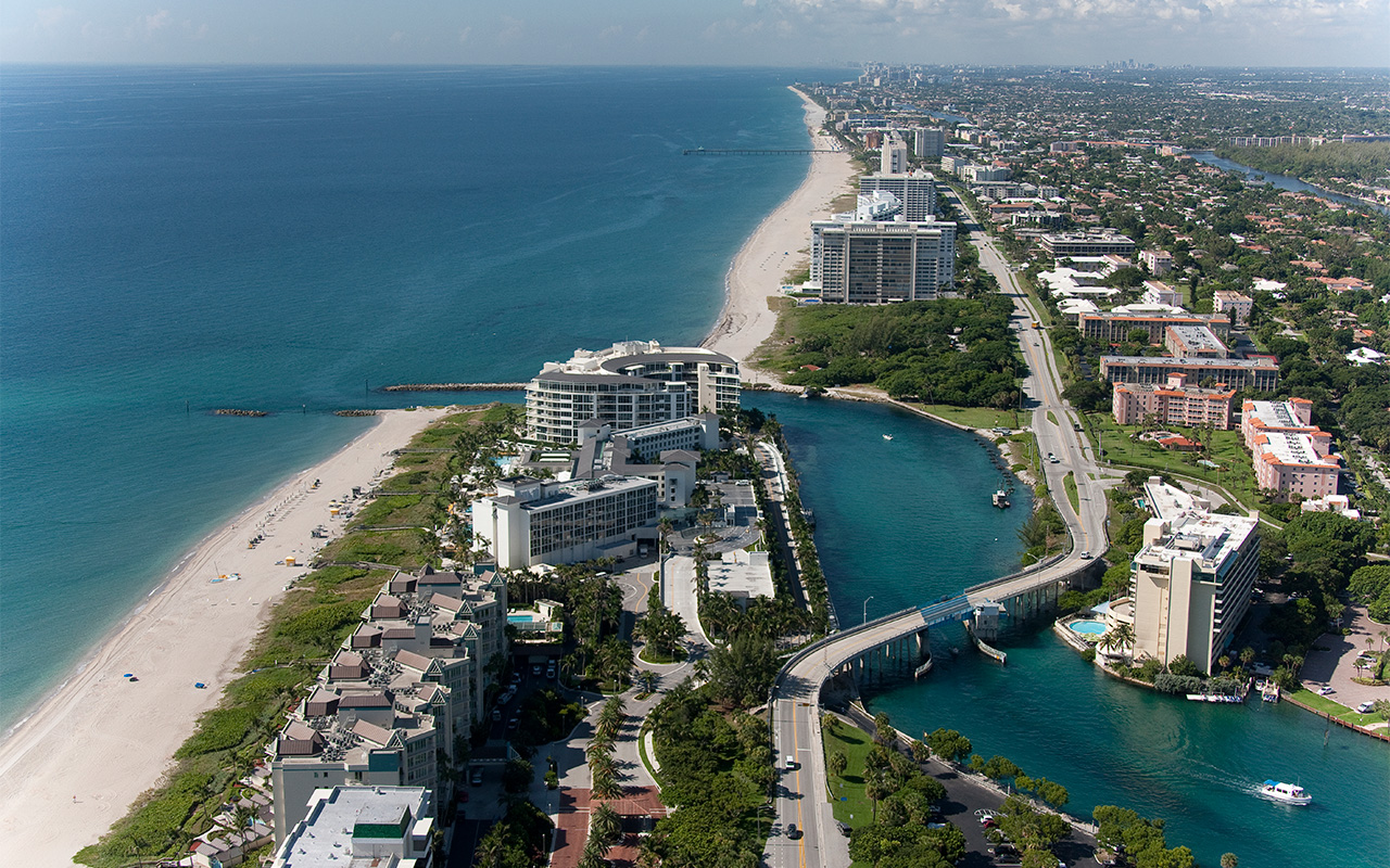 aerial view of Boca Raton inlet, Boca Raton, Florida