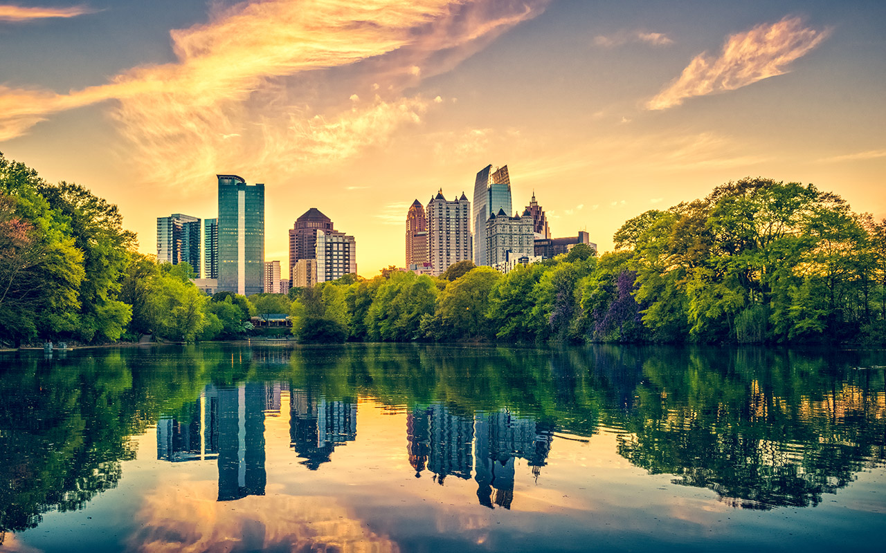 View of Atlanta's downtown from Piedmont Park in Atlanta, Georgia