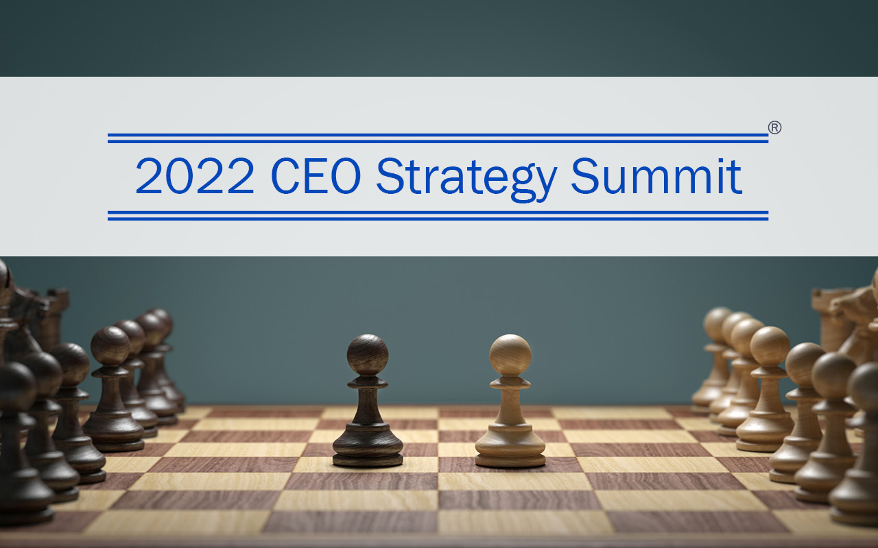 Chess Board with Banner saying 2022 CEO Strategy Summit