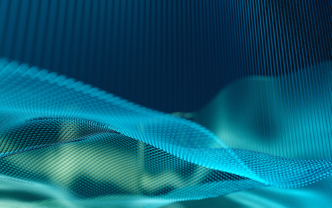 Light blue and green waves over dark blue background