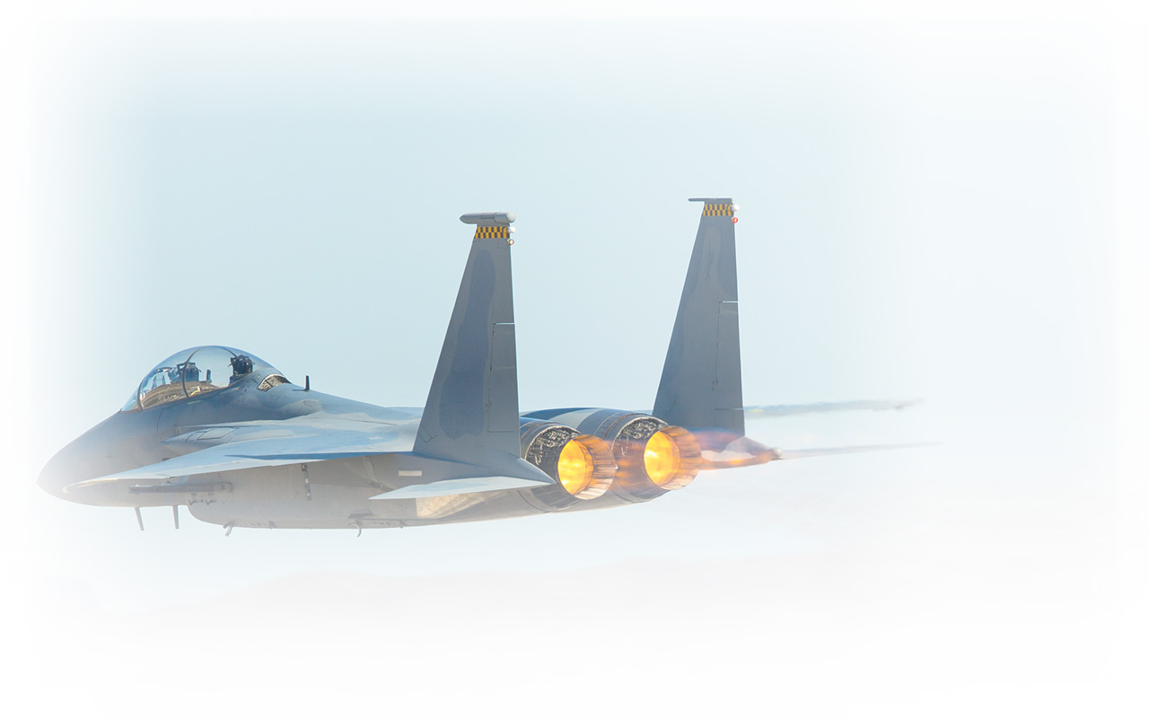 F15 Eagle Against The Nevada Hills With Afterburner