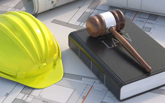 construction hat and gavel