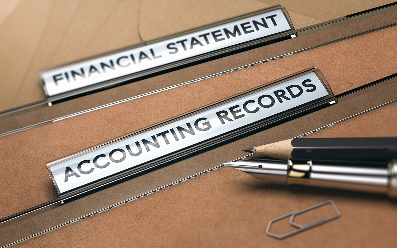 Image of two folders labeled 'Financial Statement' and 'Accounting Records'