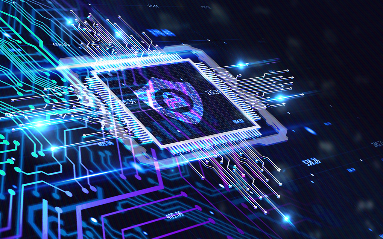 Image of bright lines directing to a lock in a box
