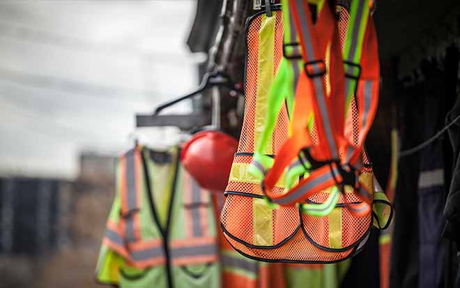 Image of high-vis vests and helmets