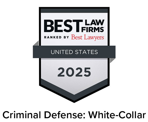 Best Lawyers Best Law Firms 2025 Badge, criminal defense: white collar
