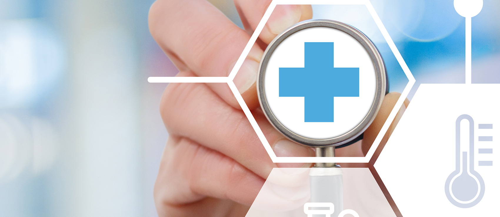 Digitized image of health care symbols.