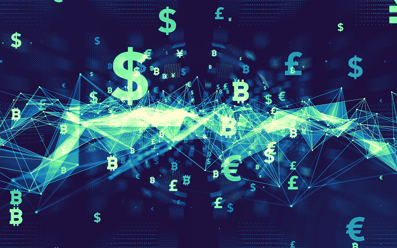 Abstract image of different currencies