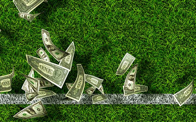 money on football field