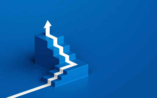 Image of an arrow following the path of steps