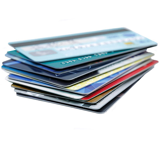 Image of a stack of various credit cards