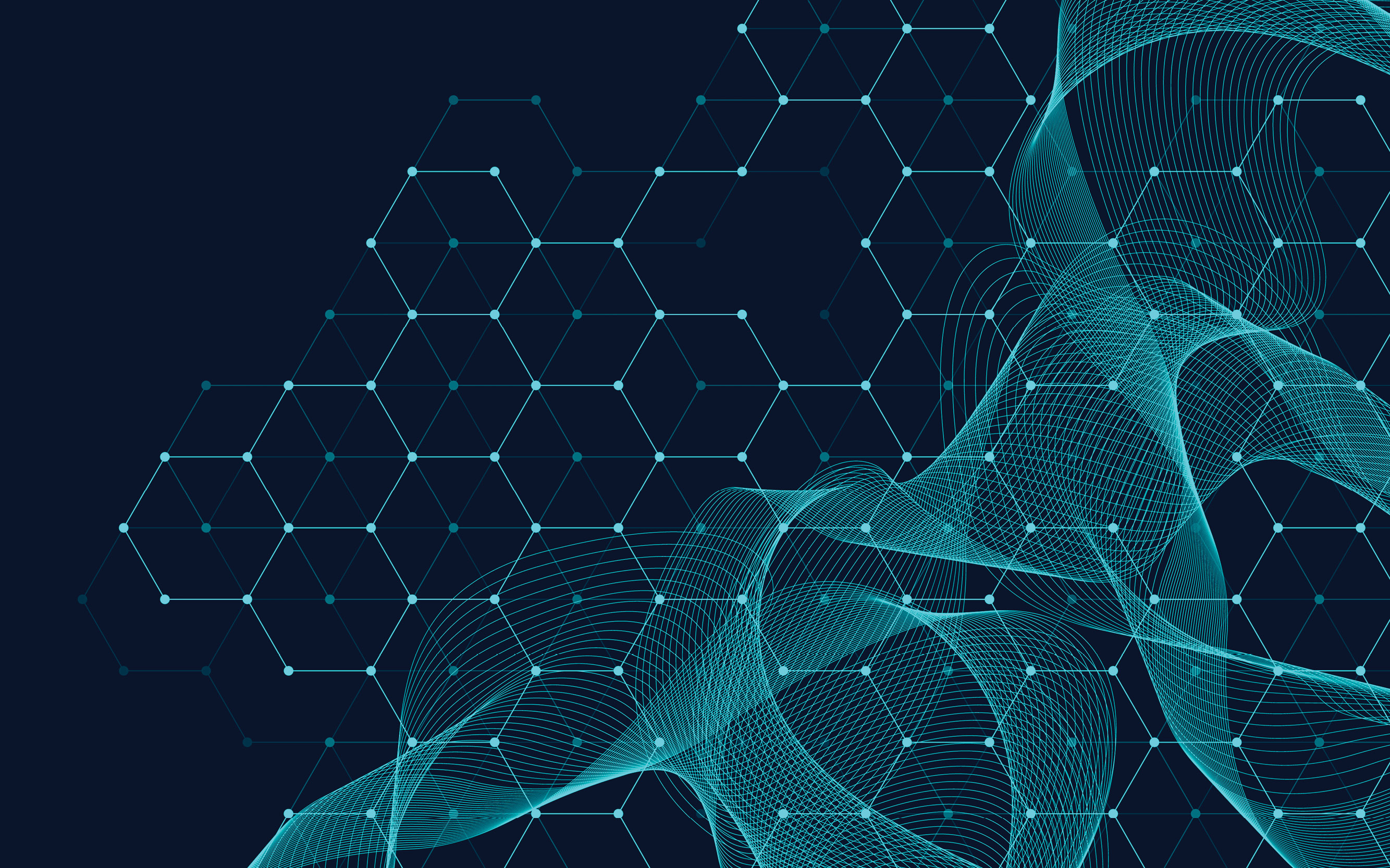Image of Technology abstract lines and dots connect background with hexagons. Hexagon grid.