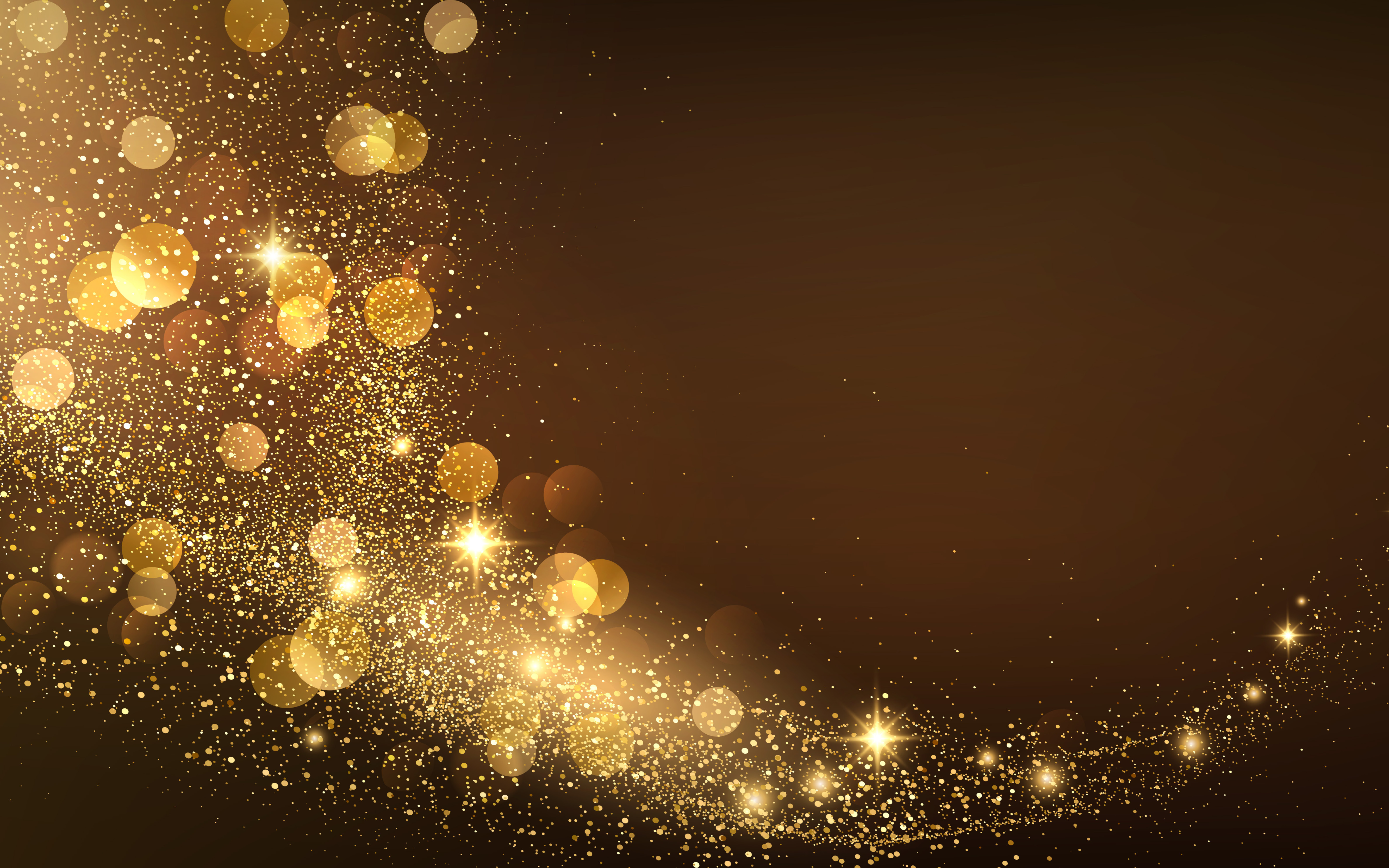 Abstract shiny color gold wave design element and glitter effect on dark background