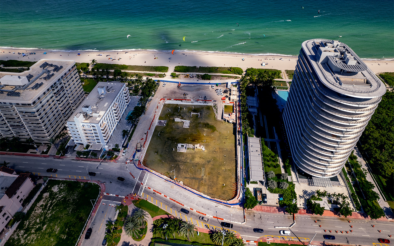 Aerial photo site of the collapsed Champlain Towers South in 2021