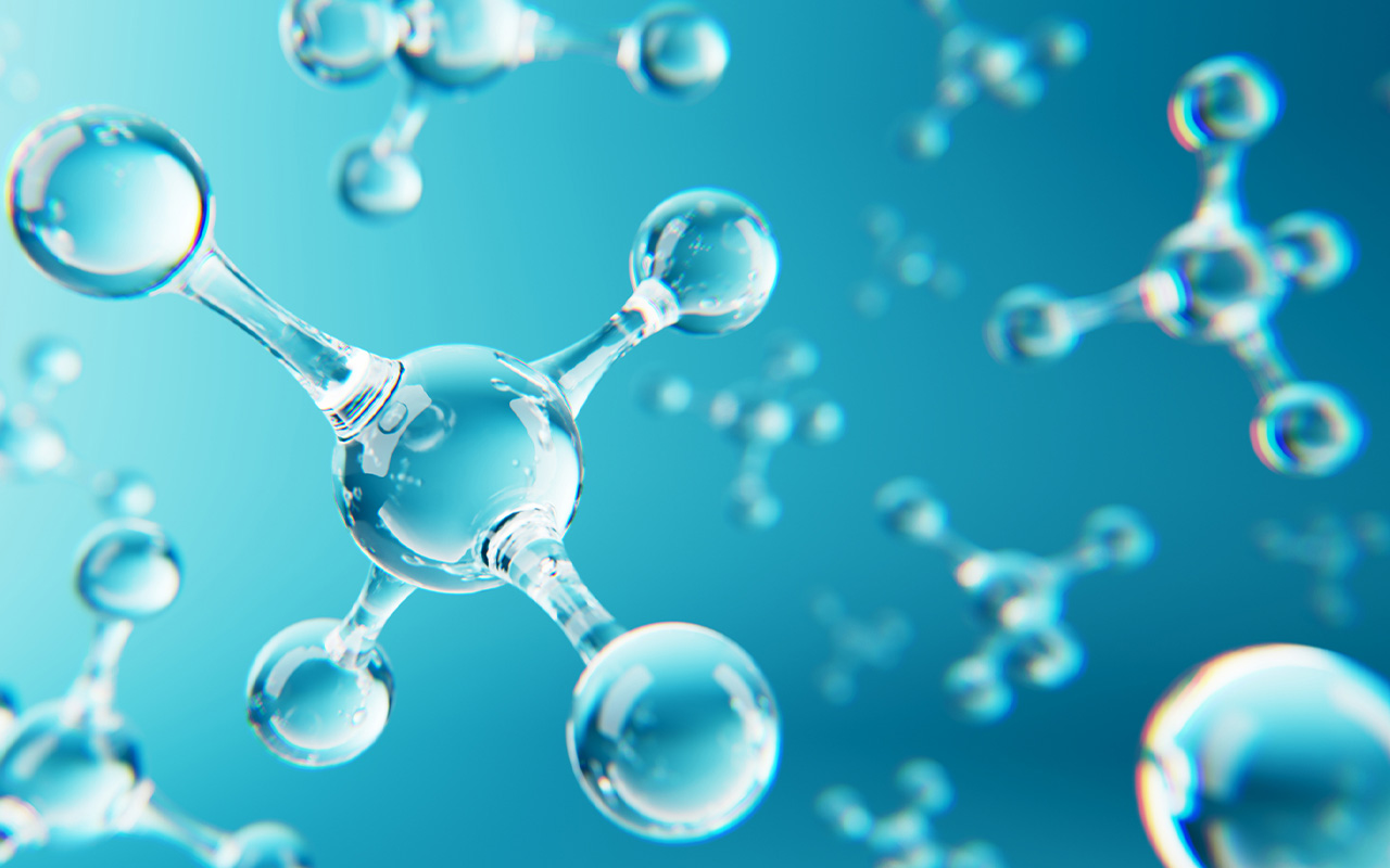 Molecules or atoms. Medical, Biochemical, Pharmaceutical, Cosmetic Beauty concept. 3d rendering