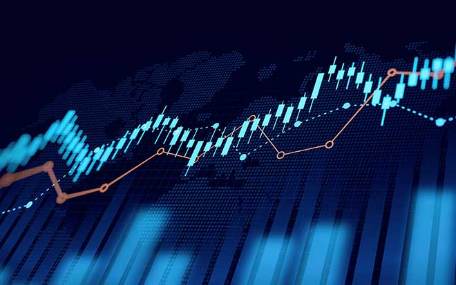 Graphic of investment graph charts showing market price change