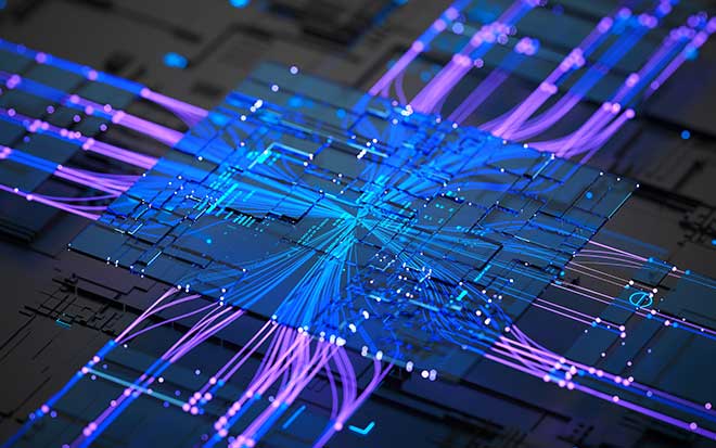 futuristic data network visualization