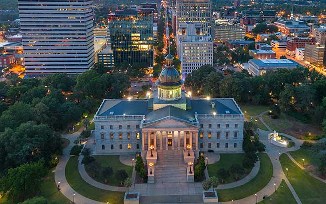Aerial shot of the South Carolina State House