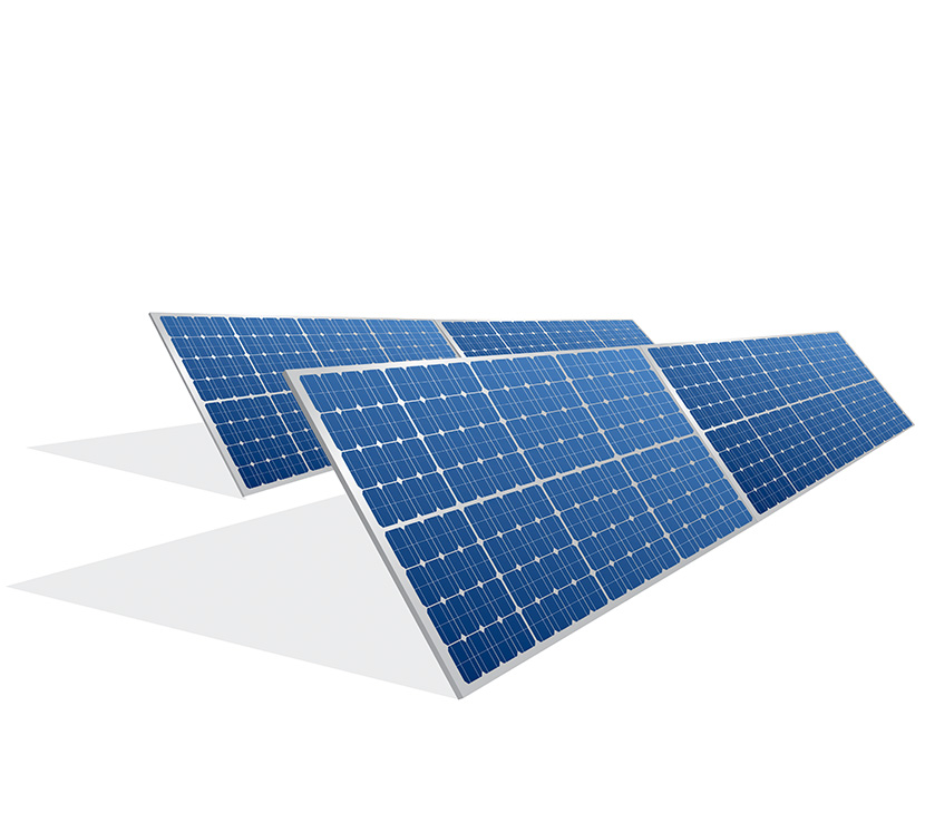 3D illustration of solar panels on a white background