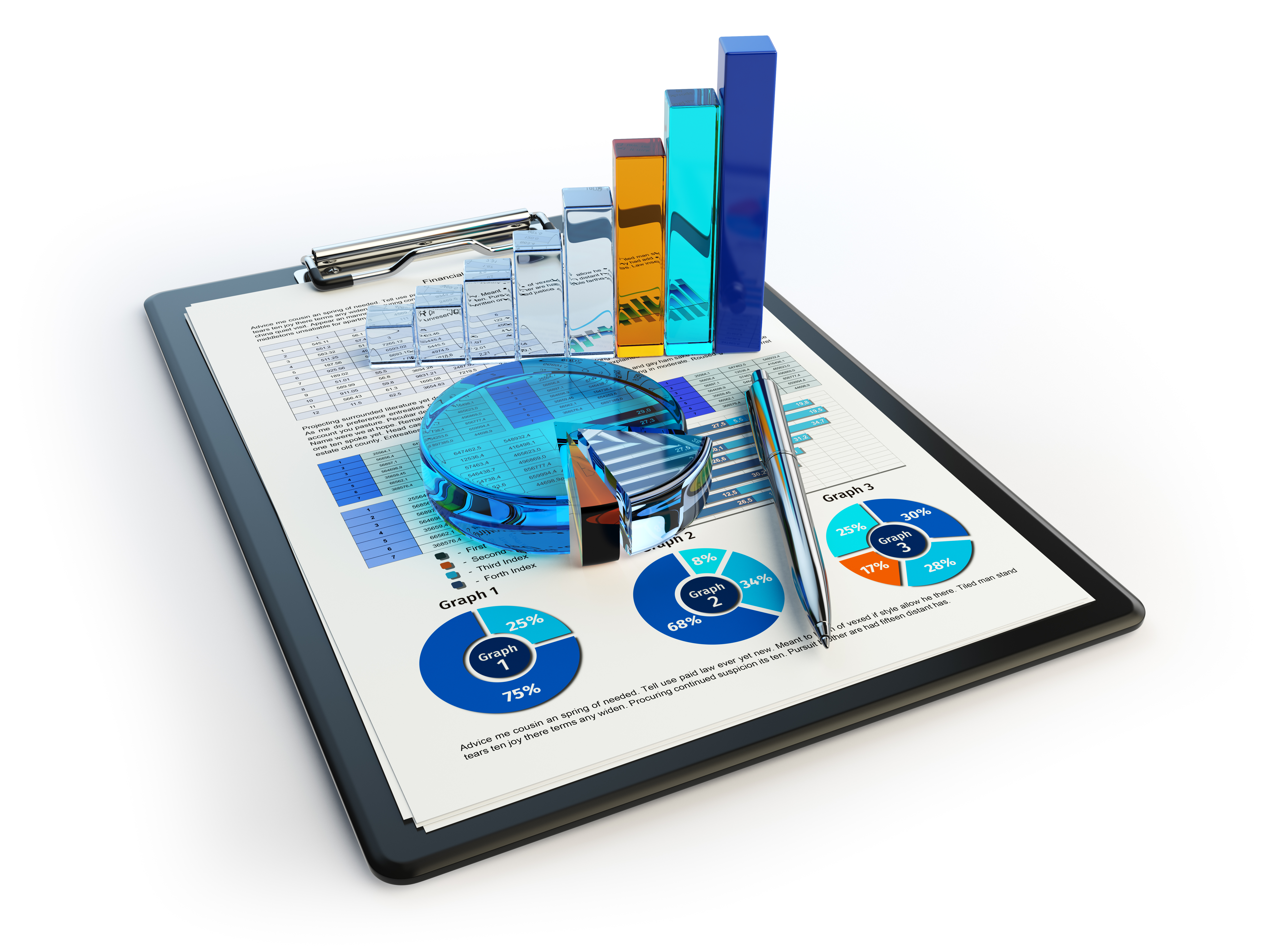 Close-up of a touchpad with financial graphs