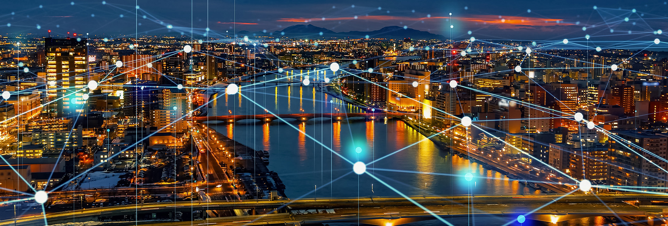 Abstract Neural Network Connection with Glowing Points and Data Lines
