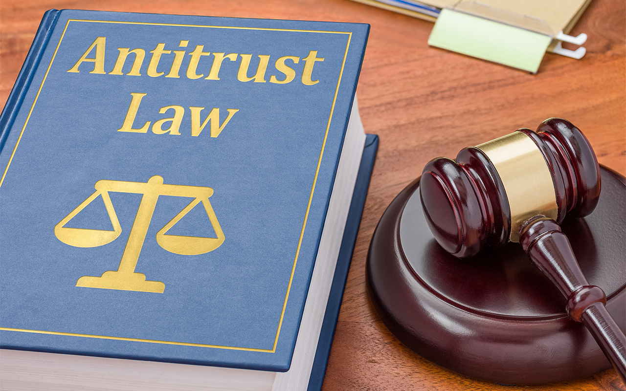 image of A law book with a gavel - Antitrust law