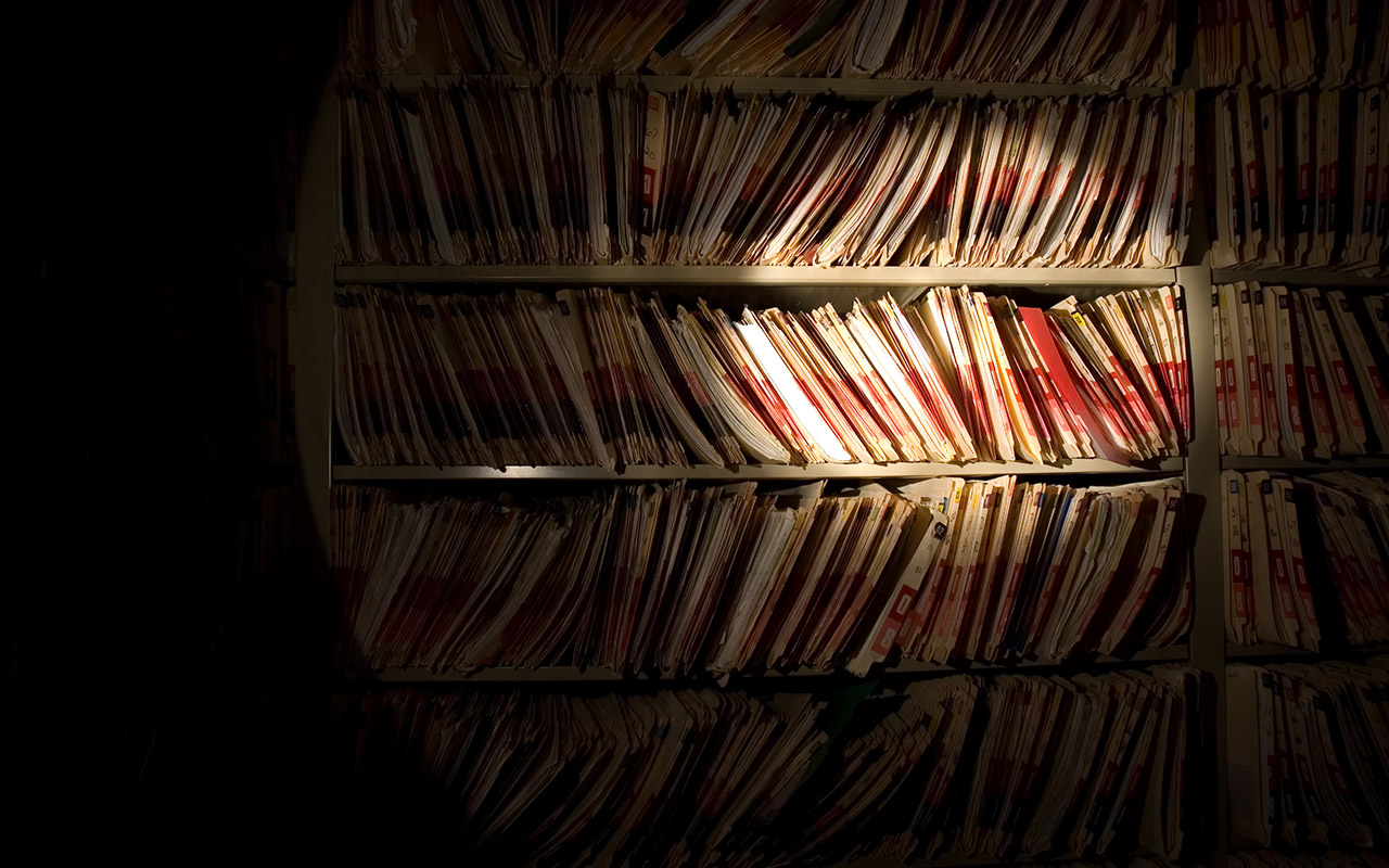 Image of a spotlight on a bookshelf